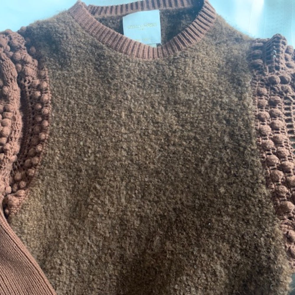 Stella Pardo Paris hand-made crochet chestnut-color sweater